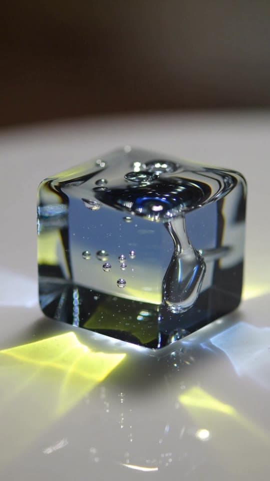 Material study — resin cube and caustics